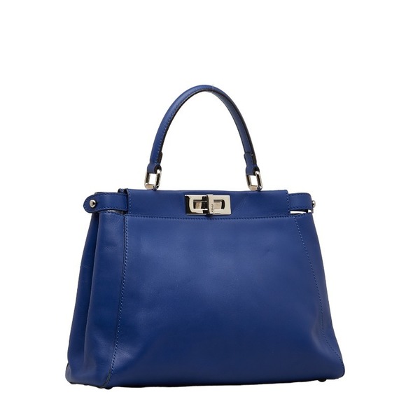 Fendi Peekaboo Monster Eyes Handbag Shoulder Bag 2way Navy Leather - Picture 2 of 8